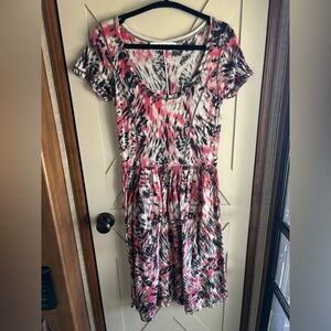 Sparrow Anthropologie Womens Wool Blend Midi Dress Small Scoop Neck Printed